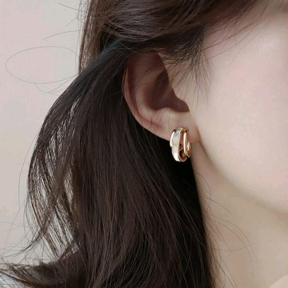 Gold Half Hoop Statement Earrings Chunky Minimalist Casual feminine💖2/$30